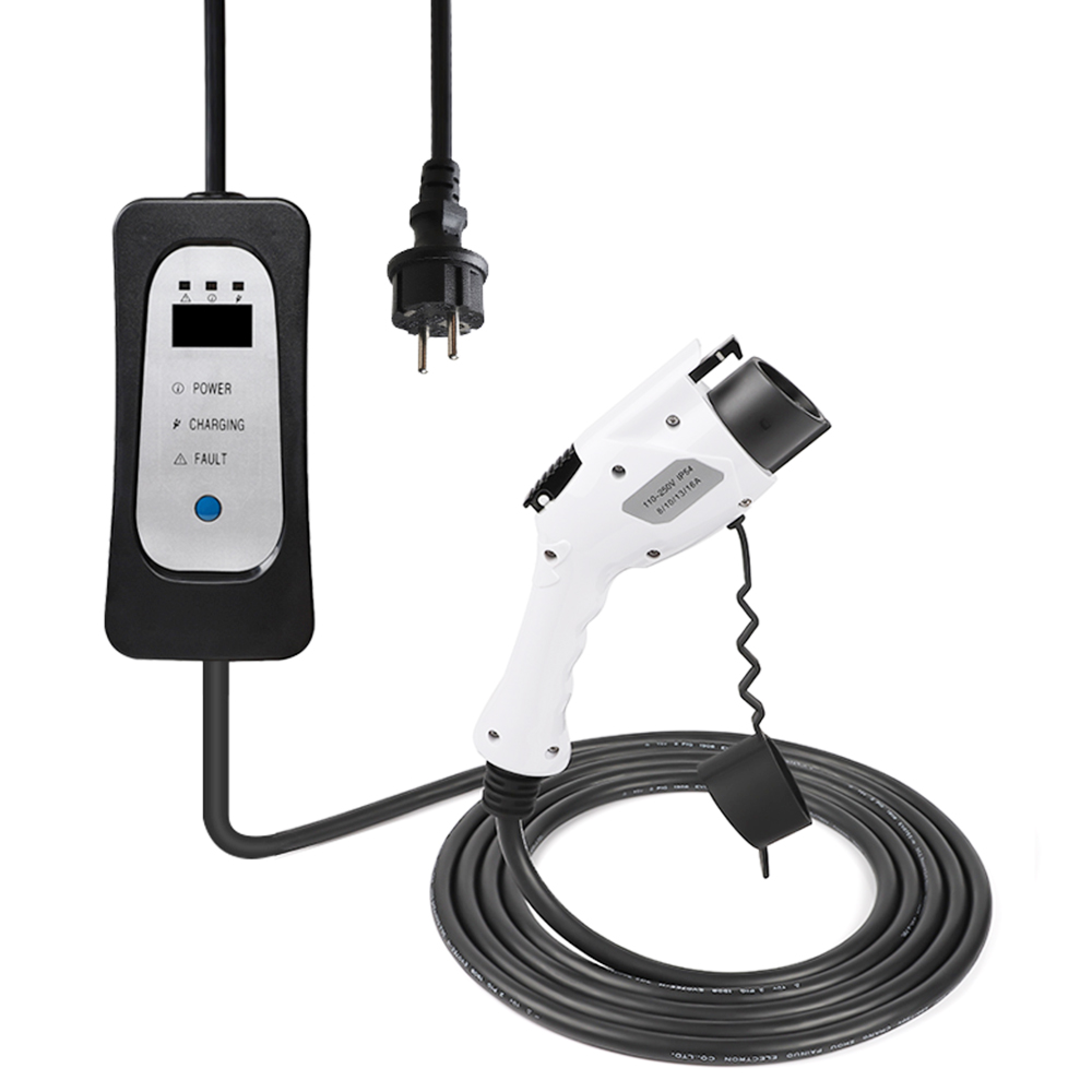 ANDAIIC EV Charger Electric Car Portable Charger Type 1 J1772 Mode 2 8A/10A/13A/16A Current Adjustable 5m Cable
